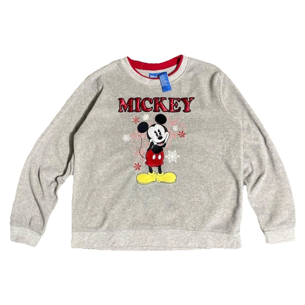 Vintage Disney Sweatshirt Large Gray Mickey Mouse Pullover Sweater 90s Cartoon L